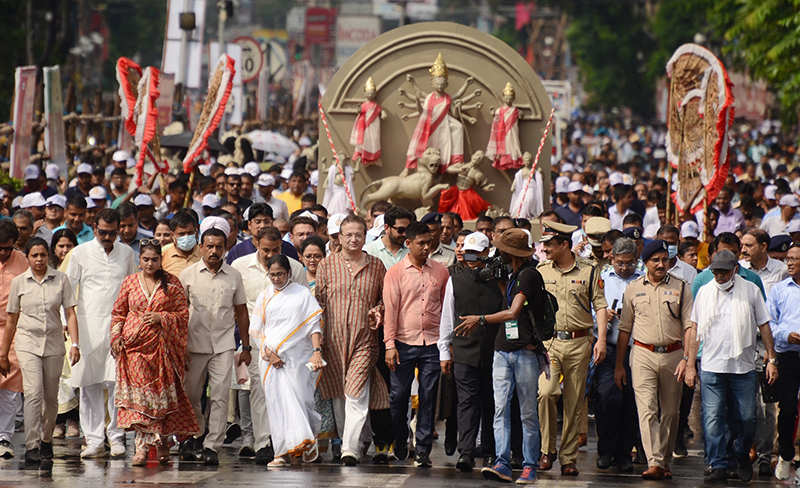 Moments from Mamata Banerjee's mega rally in Kolkata thanking UNESCO for Durga Puja tag