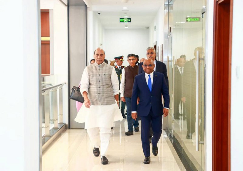 Rajnath Singh meets Maldivian Foreign Affairs Minister Abdulla Shahid in Male