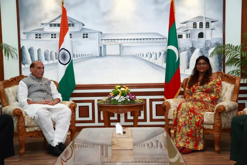 Rajnath Singh meets Maldivian Foreign Affairs Minister Abdulla Shahid in Male