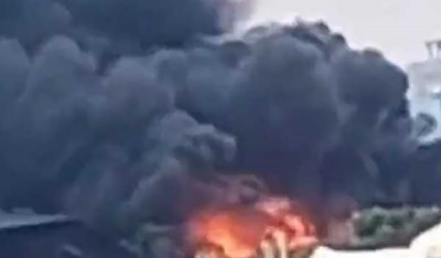 Massive fire breaks out at plastic factory cum godown in Kolkata's neighbouring district Howrah