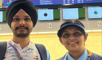 Asiad shooting: Sarabjot-Divya win silver in 10m air pistol mixed team event