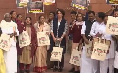 Priyanka Gandhi Vadra takes tote with 'Bangladesh' message to Parliament a day after her 'Palestine' bag drew BJP flak