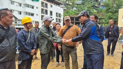 Mizoram Chief Minister Lalduhoma visits two disaster sites in Aizawl amid heavy rainfall