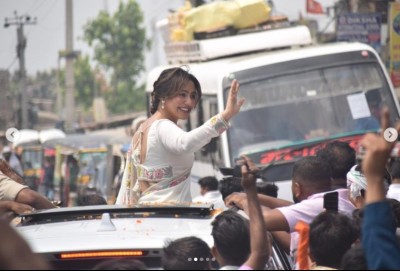 Bollywood actor Neha Sharma campaigns for her father in Bihar amid rumours of poll debut