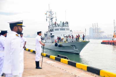 Indian Navy's Fast Attack Craft INS Kabra arrives in Sri Lanka