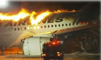 Japan Airlines flight burst into flames after landing at Haneda Airport in Tokyo, all passengers evacuated safely