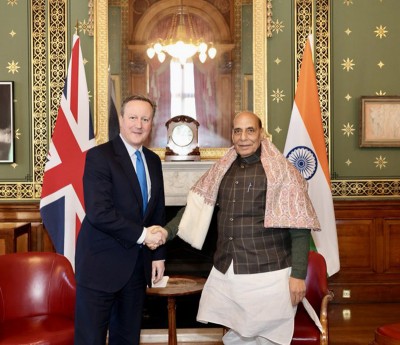 Rajnath Singh holds 'insightful deliberation' with UK Foreign Secretary David Cameron