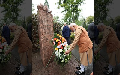 Narendra Modi in Poland: PM pays tribute at The Dobry Maharaja Memorial in Warsaw