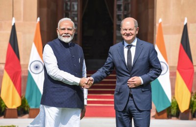 PM Modi meets German Chancellor Olaf Scholz at Hyderabad House in New Delhi