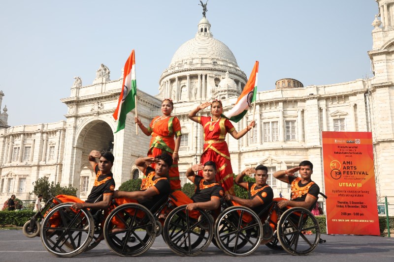 Physically disabled artists perform in front of iconic Victoria Memorial during Ami Arts Festival in Kolkata