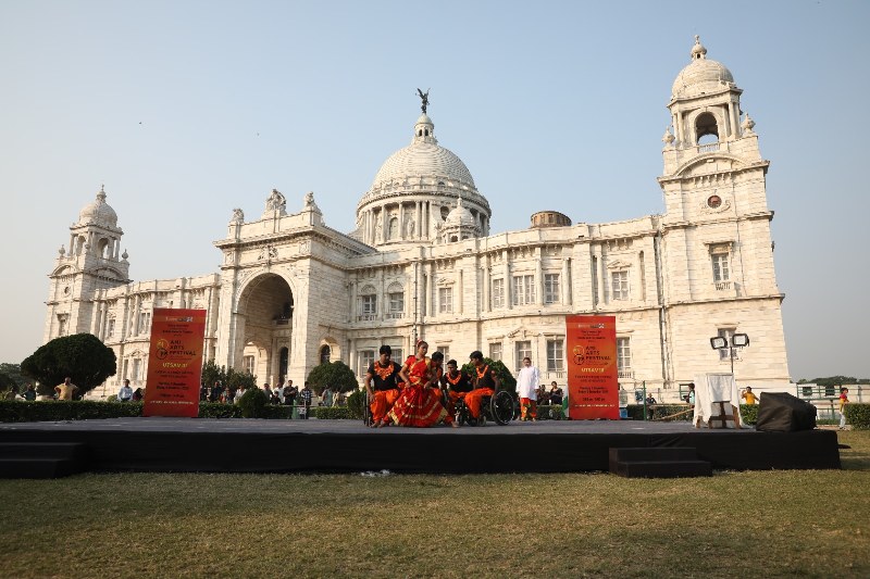 Physically disabled artists perform in front of iconic Victoria Memorial during Ami Arts Festival in Kolkata