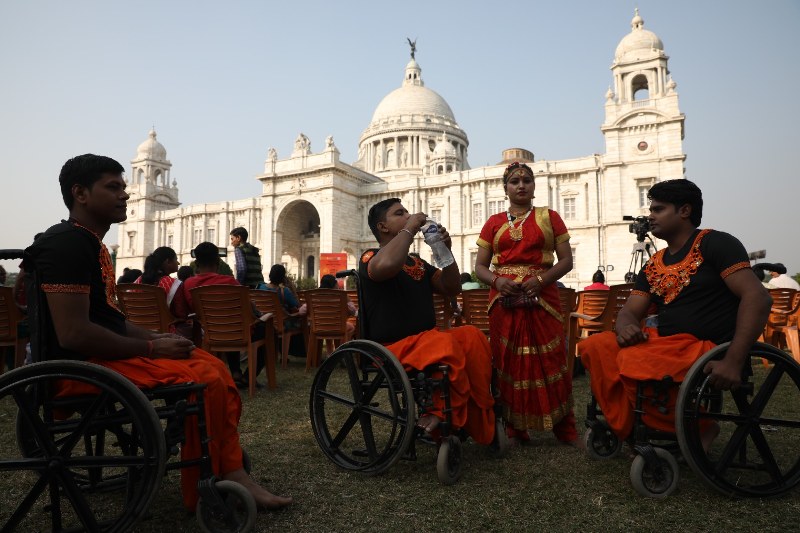 Physically disabled artists perform in front of iconic Victoria Memorial during Ami Arts Festival in Kolkata