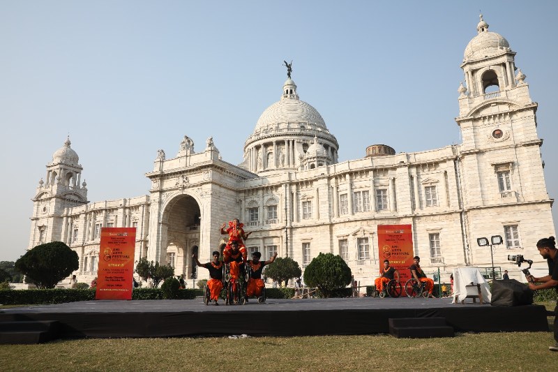 Physically disabled artists perform in front of iconic Victoria Memorial during Ami Arts Festival in Kolkata