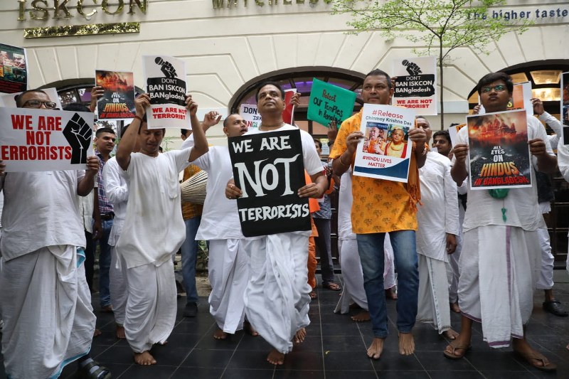 IN IMAGES: ISKCON members protest in Kolkata demanding release of arrested leader in Bangladesh