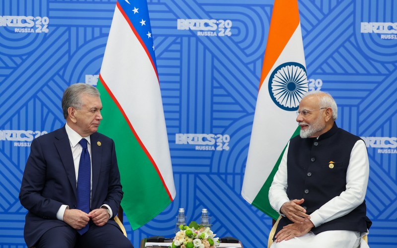 PM Modi holds bilateral meeting with Uzbekistan President