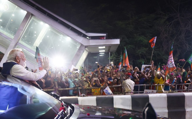 PM Modi waves at crowd in Guwahati