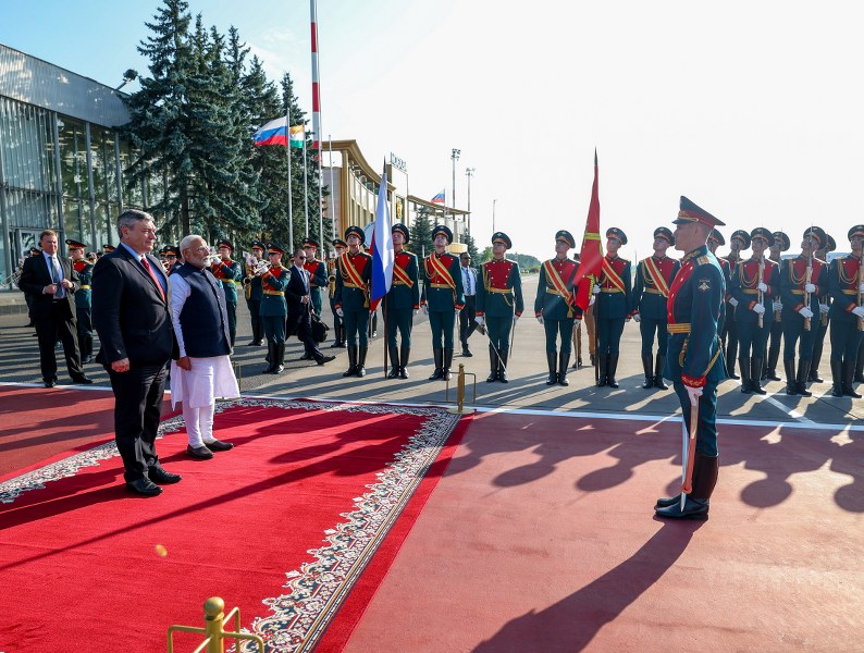 Narendra Modi departs from Russia