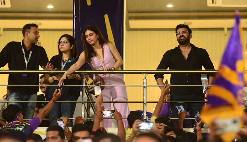 Ankush Hazra, Oindrila Sen cheer KKR at Eden Gardens