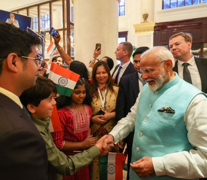 Narendra Modi arrives in Russia