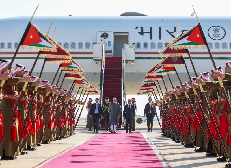 In Images: Narendra Modi arrives in Jordan