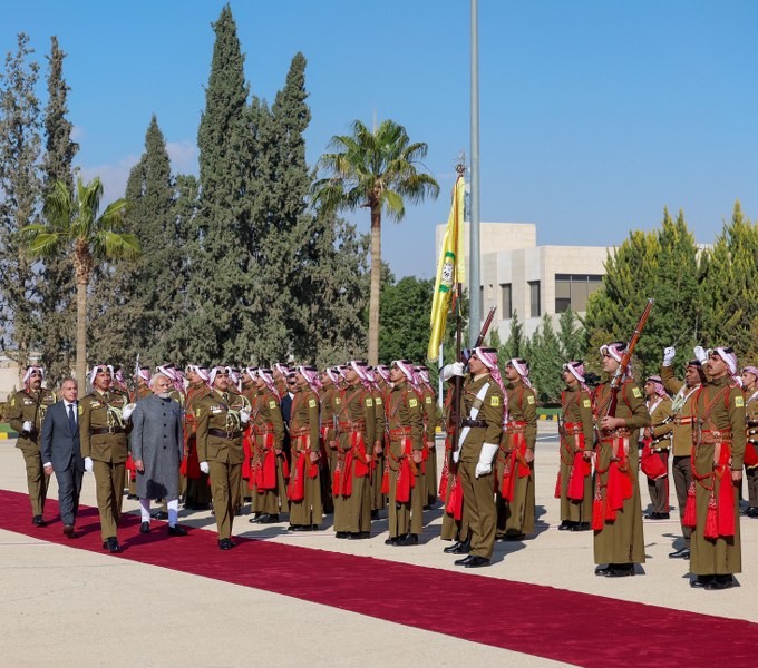 In Images: Narendra Modi arrives in Jordan