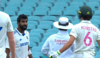 Jasprit Bumrah and Sam Konstas confront at SCG in Sydney, India captain charges at Aussie batter dismissing Usman Khawaja