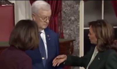 'I won't bite': Kamala Harris tells Senator's husband as he refuses to shake hands with her