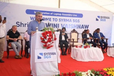 Ashwini Vaishnaw inaugurates Syrma SGS Technology’s  laptop assembly line in Chennai