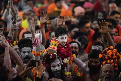 Maha Kumbh 2025: Naga sadhus steal the show on Triveni bank