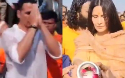 Akshay Kumar, Katrina Kaif take holy dip at Maha Kumbh