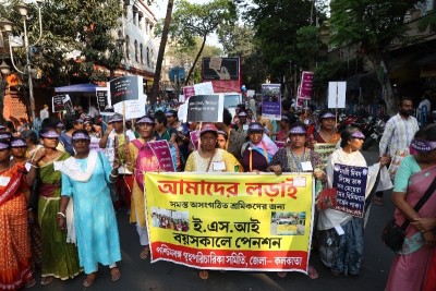 Women and transgender people march for rights in Kolkata ahead of Women's Day