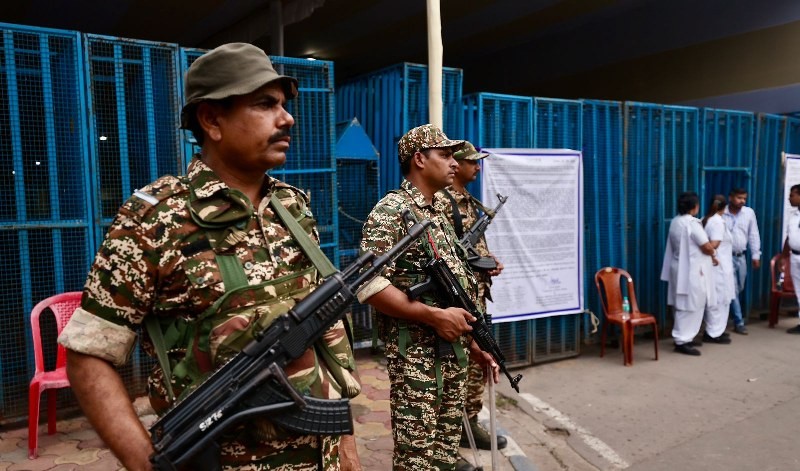 Security beefed up outside Kolkata's Netaji Indoor Stadium ahead of vote counting