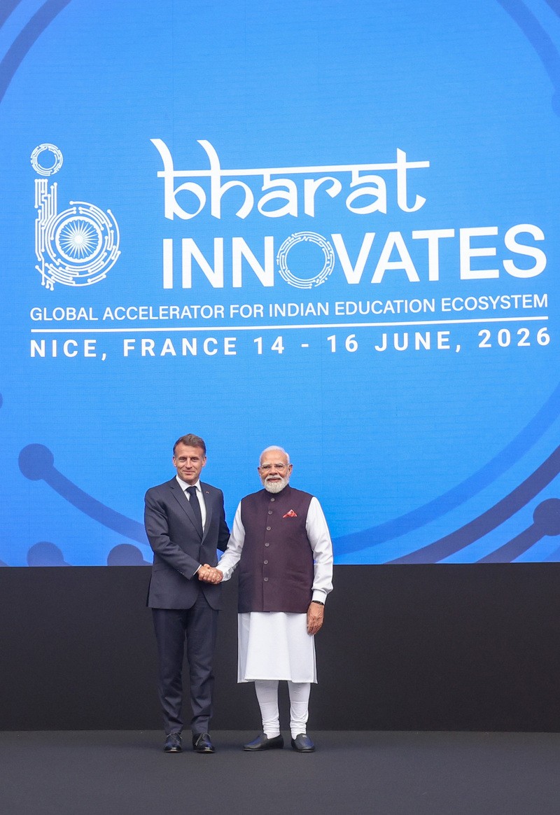 In Images: Modi and Macron at the inauguration of the ‘Bharat Innovates’ event in France