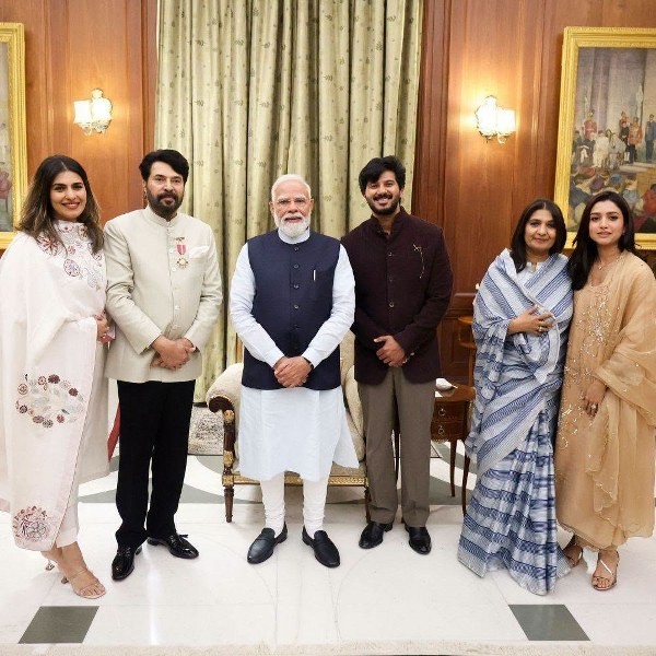 In Images: Actor Mammootty, his family meet PM Modi after Padma Awards ceremony