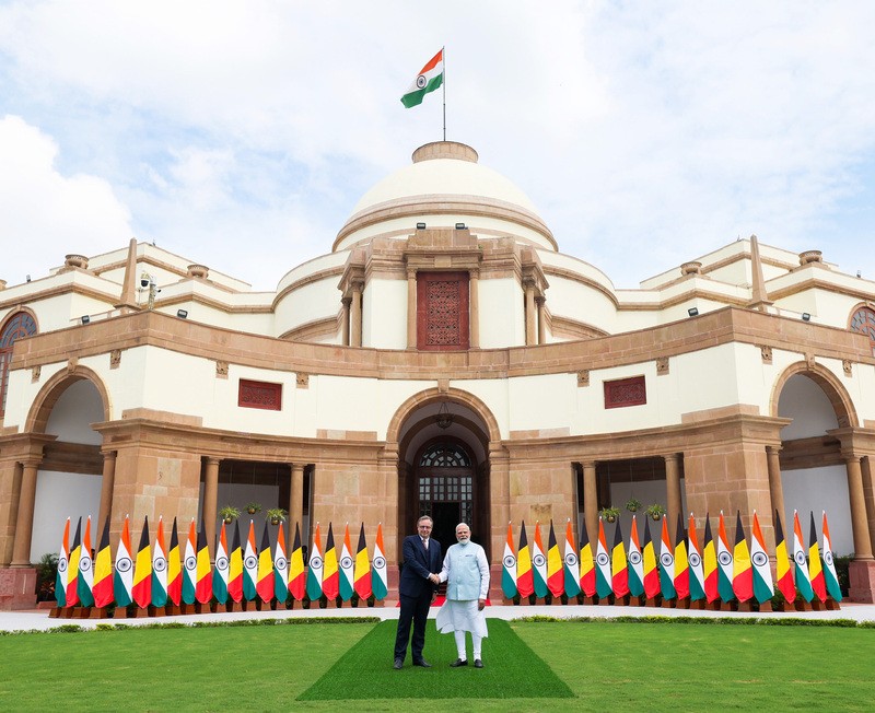 In Images: PM Modi meets Belgian Prime Minister Bart De Wever in New Delhi Caption: