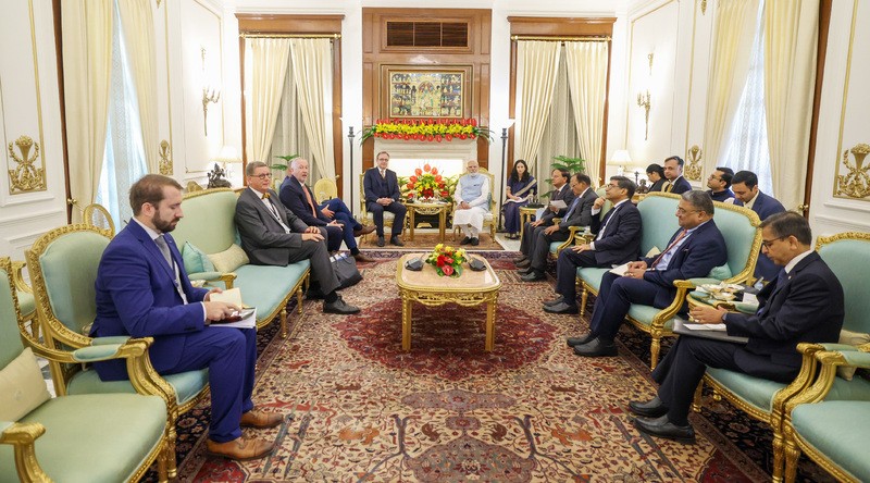 In Images: PM Modi meets Belgian Prime Minister Bart De Wever in New Delhi Caption: