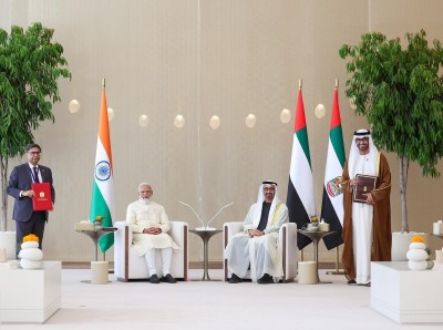 In Images: Modi meets UAE President Sheikh Mohamed bin Zayed Al Nahyan