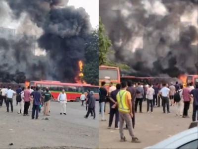 Massive fire at Mumbai BEST depot, 10 buses gutted; blasts heard
