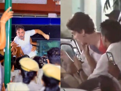 Rahul Gandhi, sister Priyanka detained after 9-hour sit-in outside Election Commission