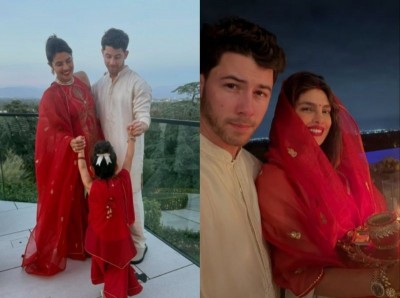 Priyanka Chopra's Rs 1.4 lakh red Karwa Chauth look turns heads, Nick Jonas' gesture wins hearts