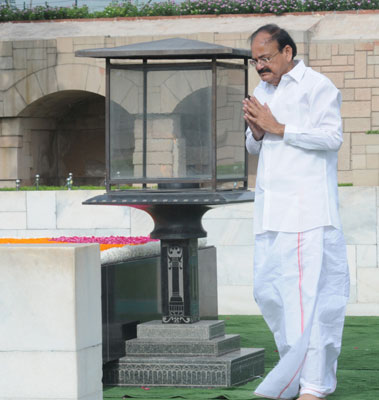 Vice President Elect Venkaiah Naidu visits Samadhi of Mahatma Gandhi on Friday