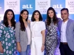 Contestants pose at Lakme Fashion Week in New Delhi