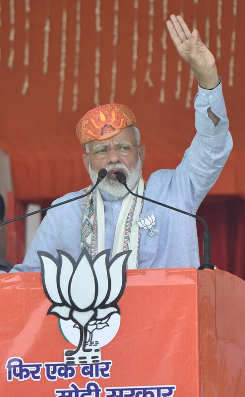 PM Modi at an election rally in Darbhanga, Bihar