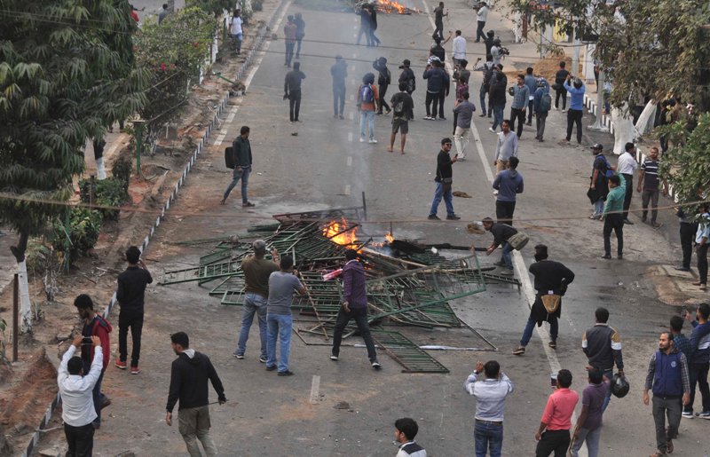 Students protesting against CAB in Guwahati 