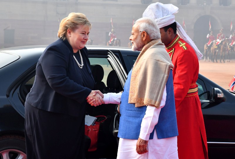 The Prime Minister of Norway Erna Solberg visits India