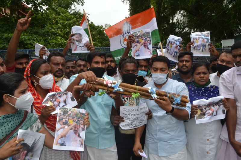 Congress protests in Thiruvananthapuram