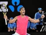 Rafael Nadal celebrates his win in Australia Open