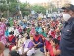 Gandhi Hospital employees protest in Secunderabad