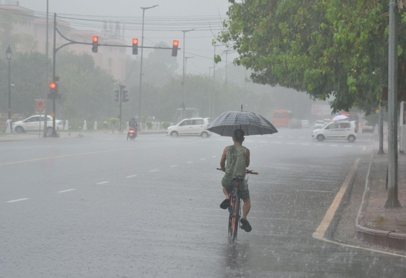 Heavy monsoon rain in New Delhi