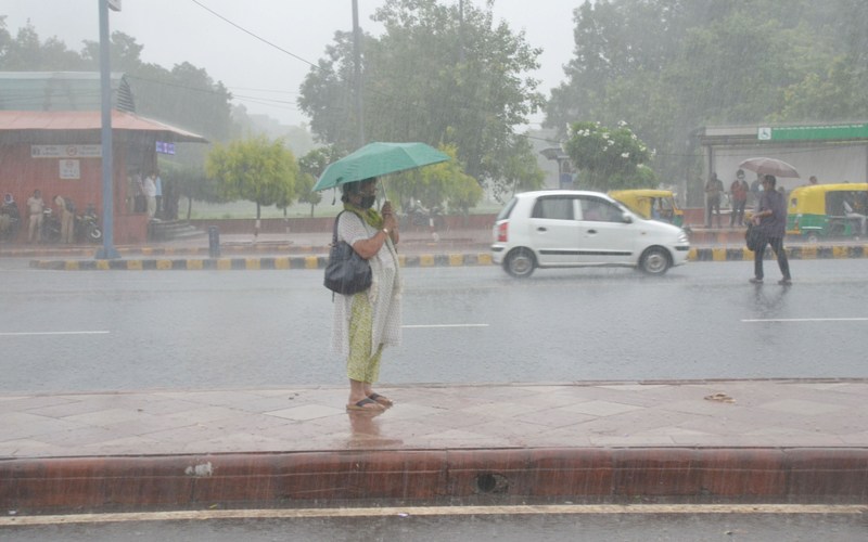 Heavy monsoon rain in New Delhi